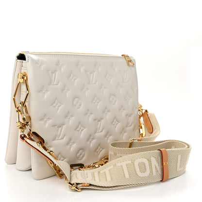 Louis Vuitton Lambskin Embossed Monogram Coussin PM Beige Cream 3 of 10