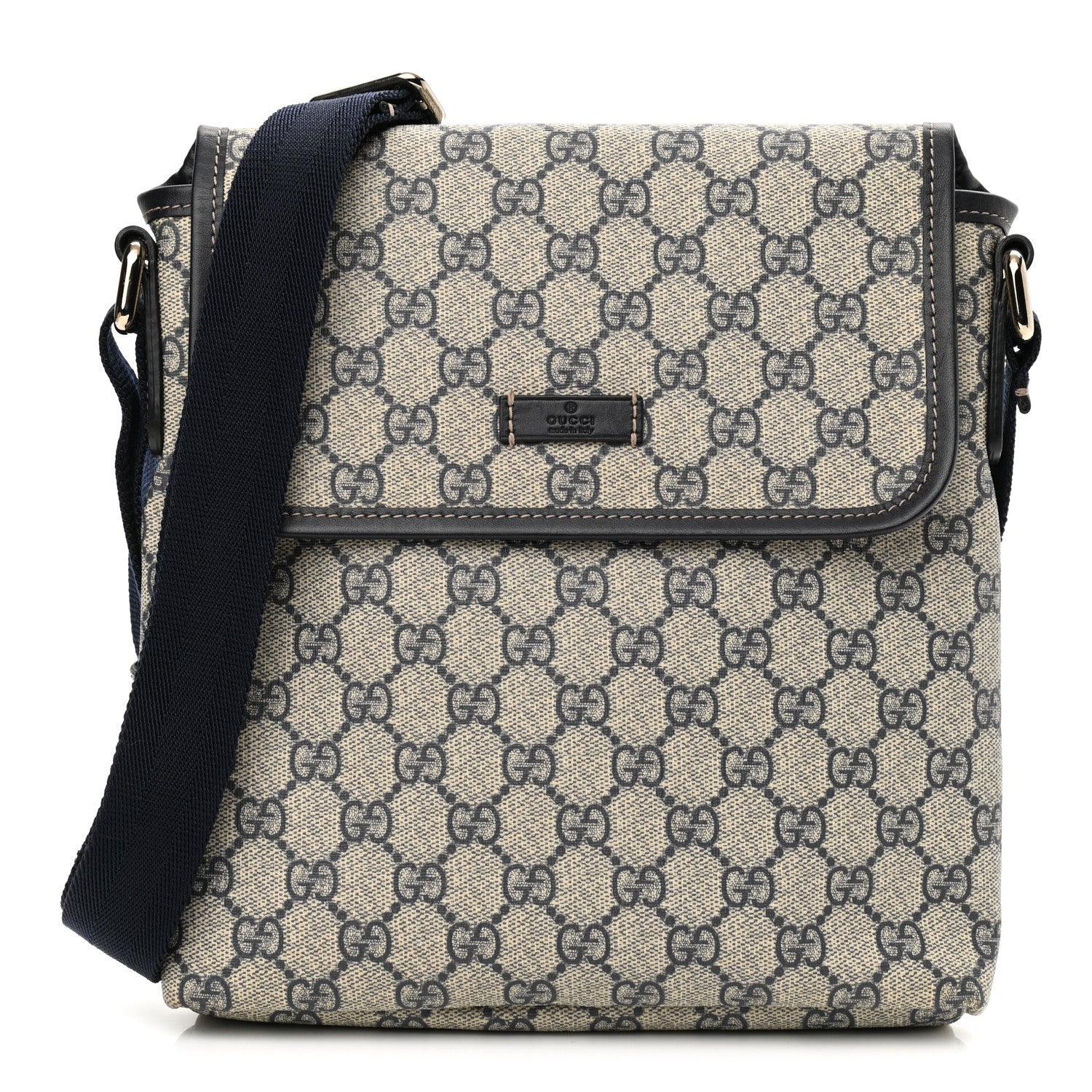 Gucci GG Plus Monogram Sellieria Calfskin Small Flap Messenger Bag Beige Blue 1 of 11