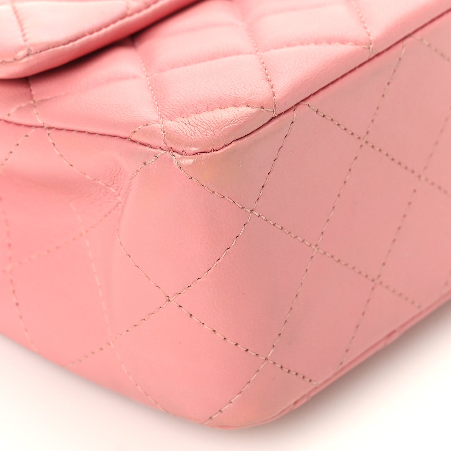 Lambskin Quilted Mini Rectangular Flap Pink