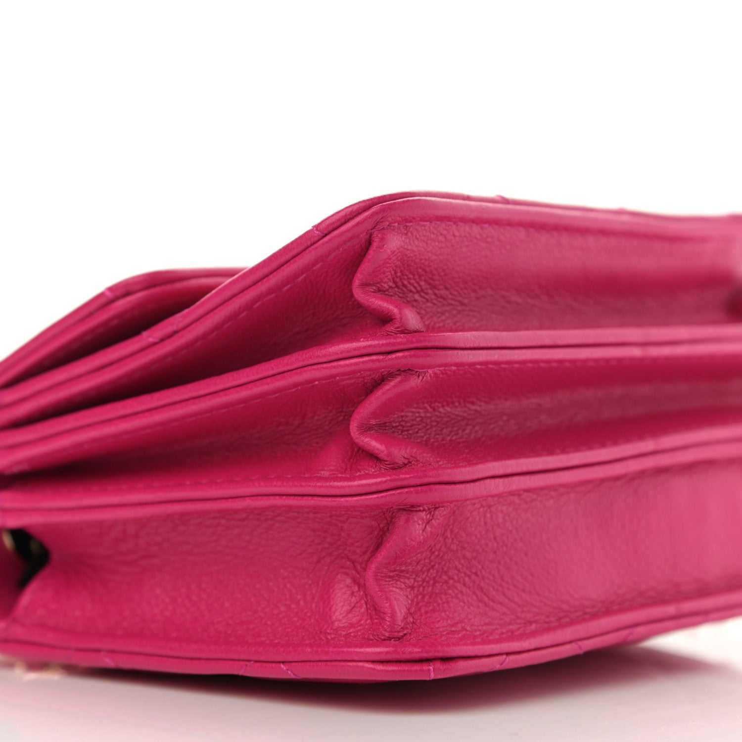 Chanel Lambskin Quilted Top Handle Flap Clutch With Chain Fuchsia 9 of 10