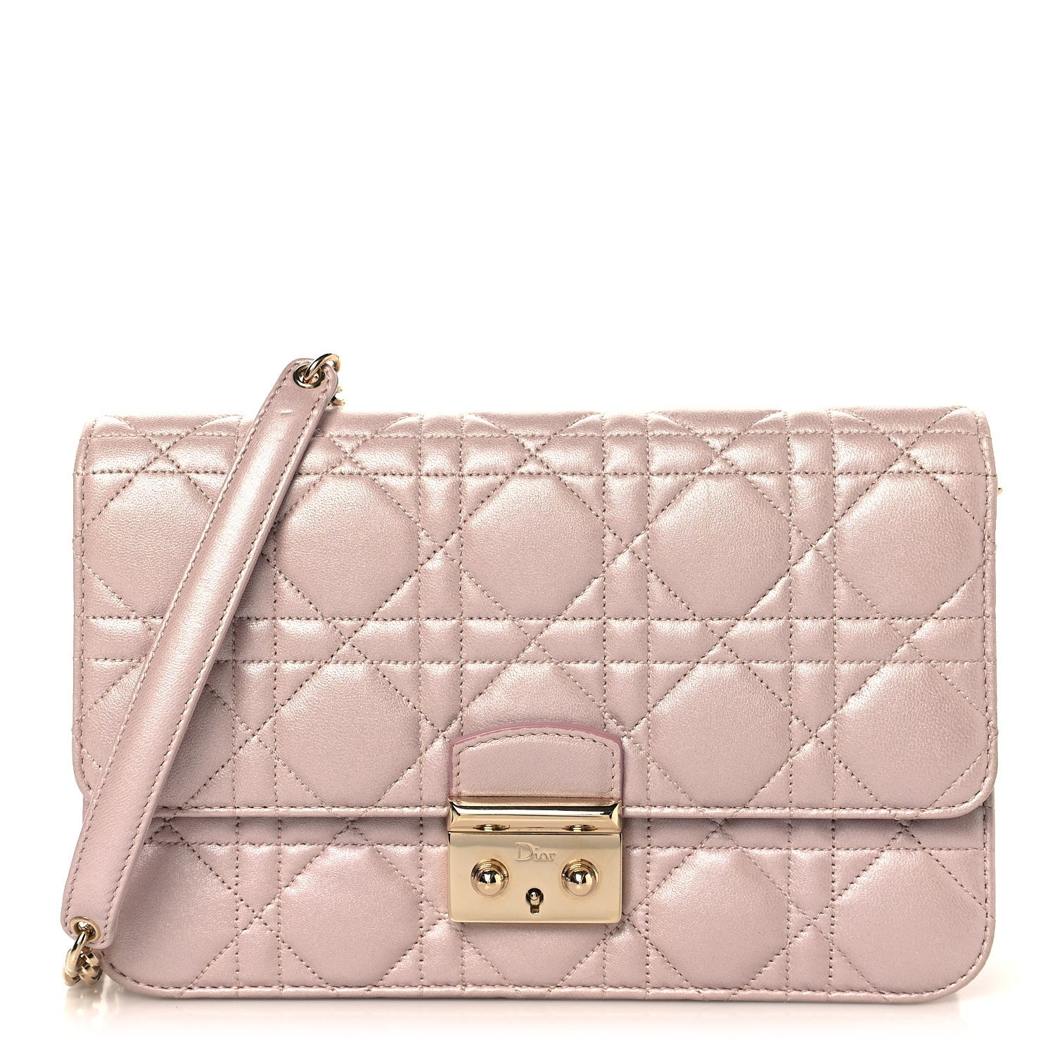 Christian Dior Pearly Lambskin Cannage Miss Dior Promenade Pouch Lotus 1 of 9