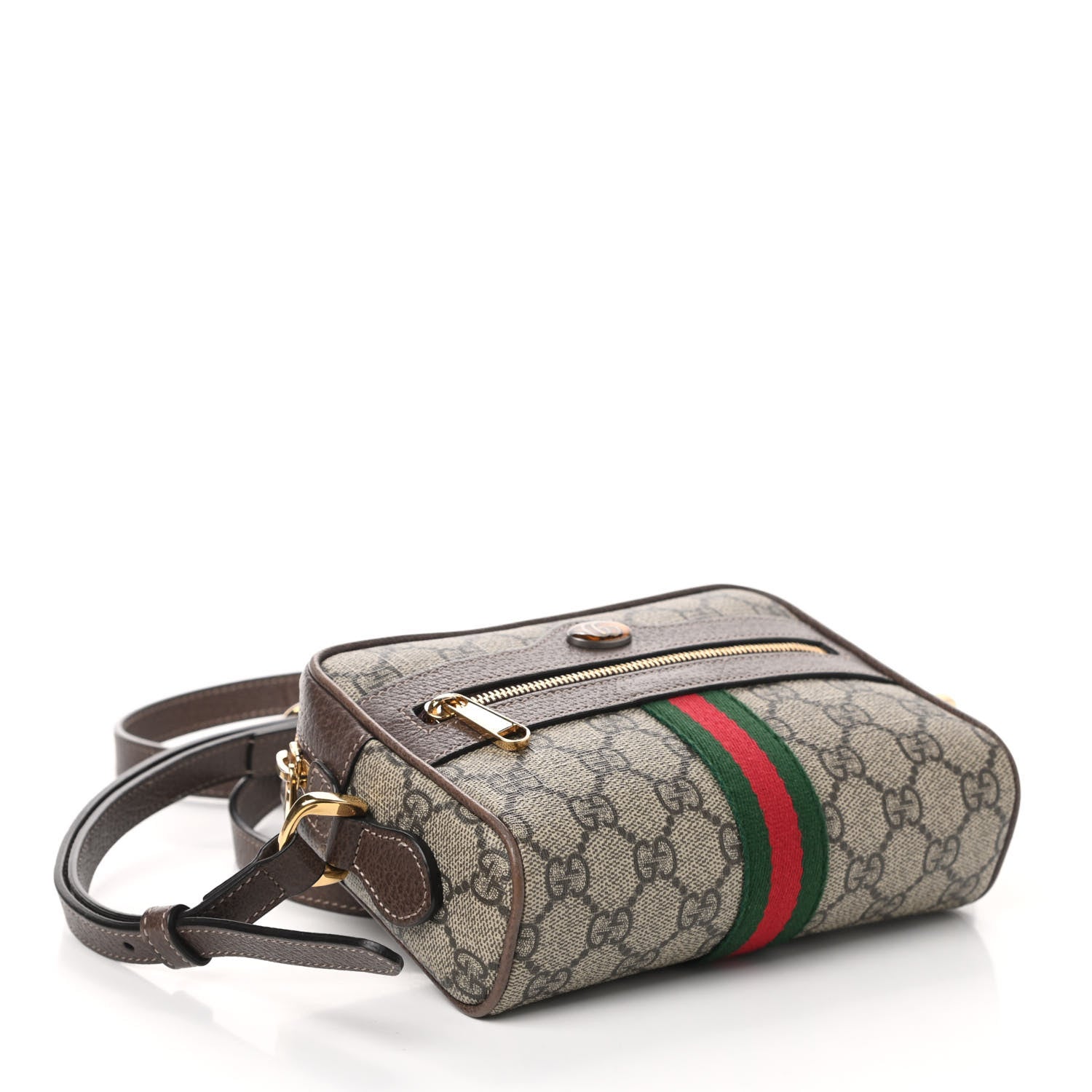 Gucci GG Supreme Monogram Web Mini Ophidia Shoulder Bag Brown 4 of 8