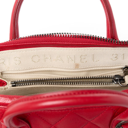 Chanel Shiny Sheepskin Quilted Small Shopping Tote Red 8 of 11