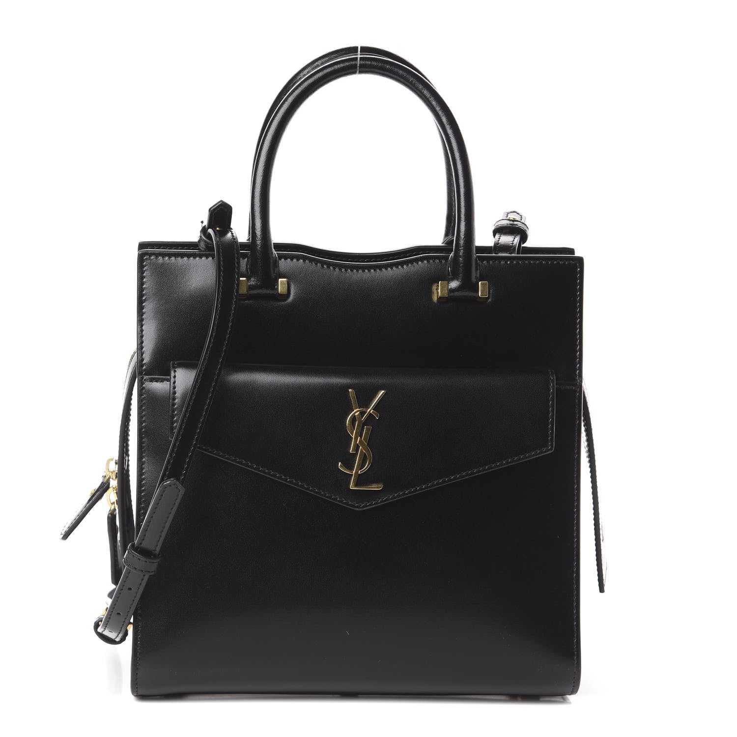 Saint Laurent Shiny Calfskin Small Uptown Tote Black 1 of 8