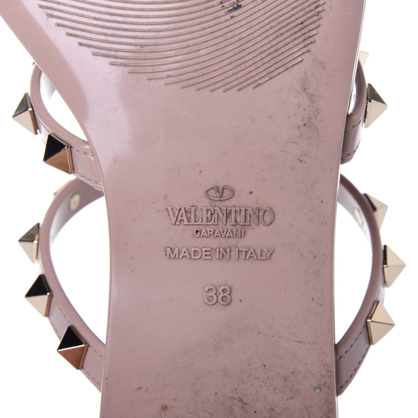 PVC Jelly Rockstud Caged Thong Sandals 38 Poudre