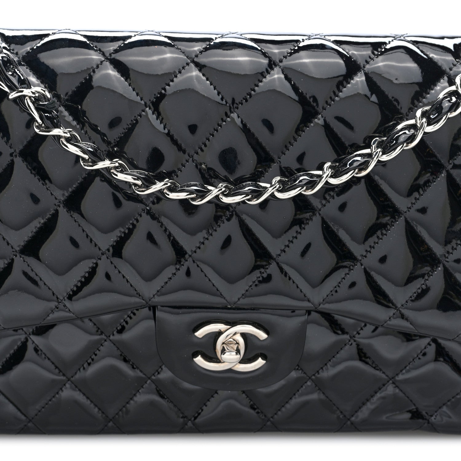 Chanel Patent Quilted Jumbo Double Flap Black 8 of 10
