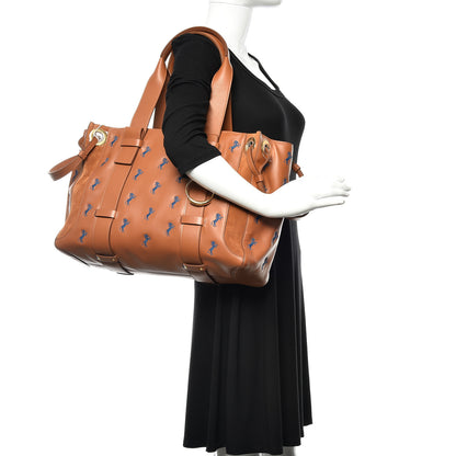 Chloe Smooth Calfskin Little Horses Embroidered Tao Zipped Tote Caramel 2 of 10