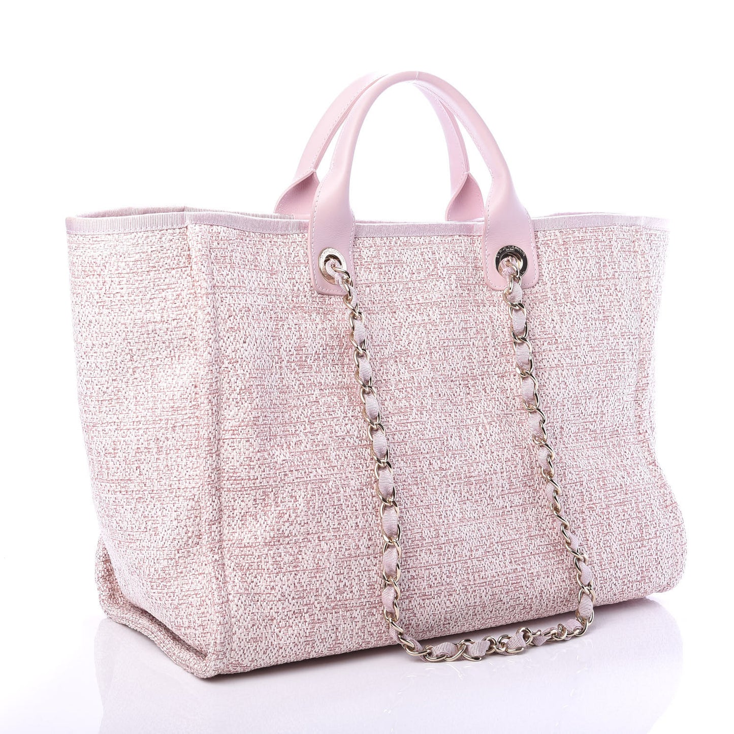 Straw Lurex Medium Deauville Tote Pink