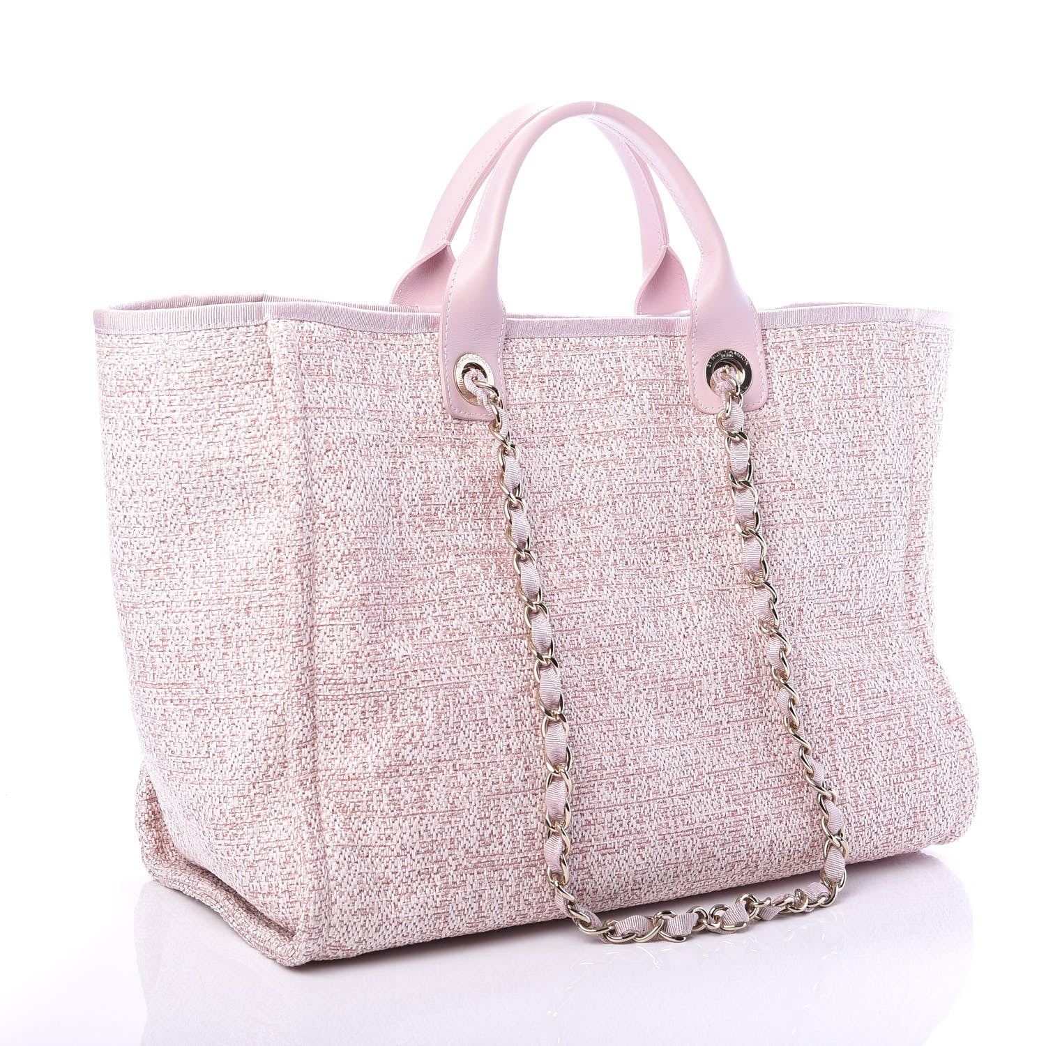 Chanel Straw Lurex Medium Deauville Tote Pink 3 of 10