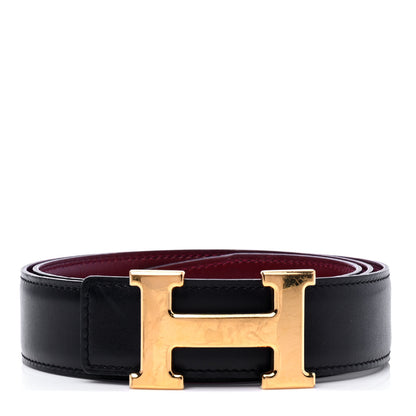Hermes Box Chamonix 32mm H Belt 85 Bleu Marine Rouge H 1 of 5