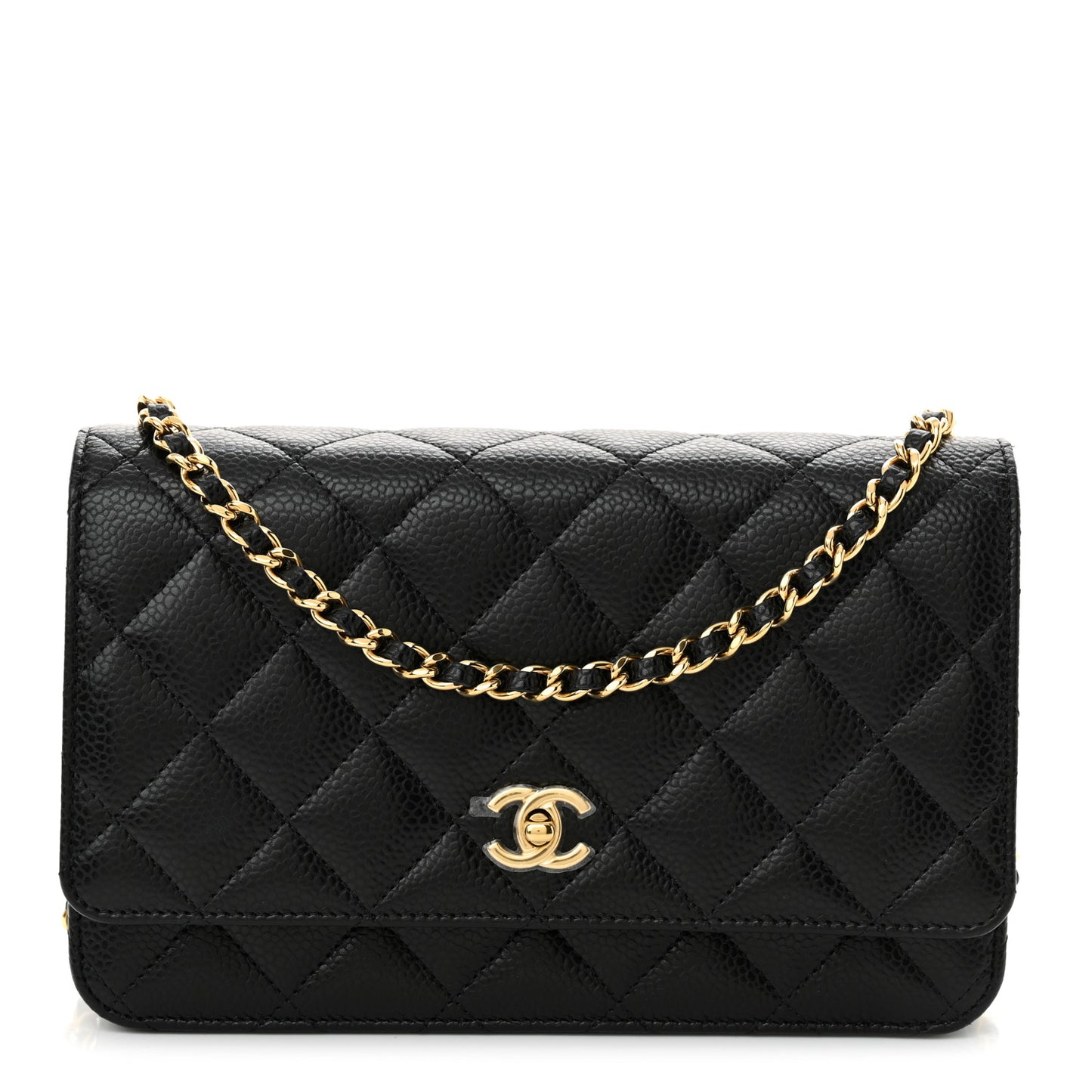 Caviar Quilted CC Turnlock Wallet On Chain WOC Black