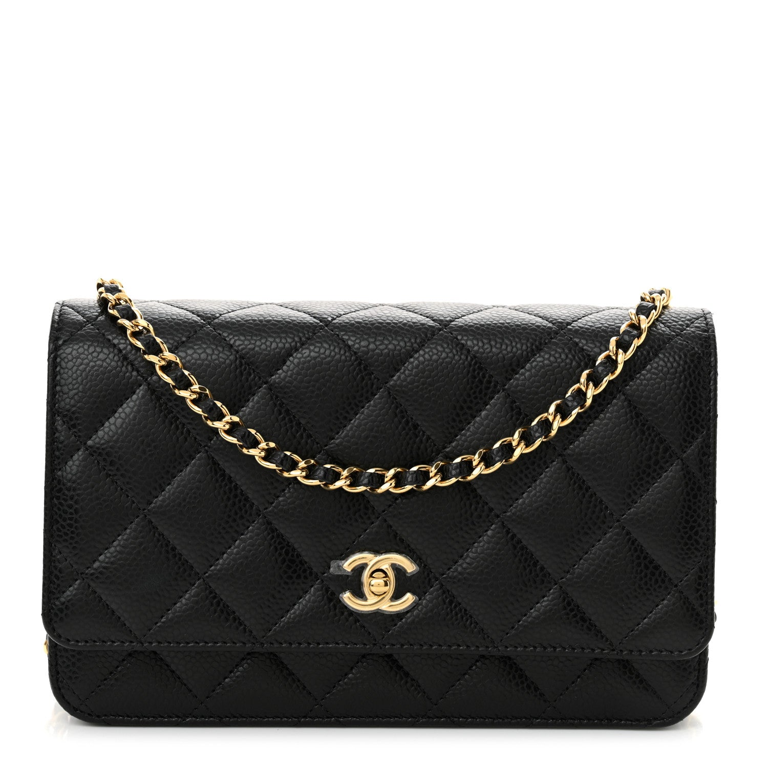 Chanel Caviar Quilted CC Turnlock Wallet On Chain WOC Black 1 of 12