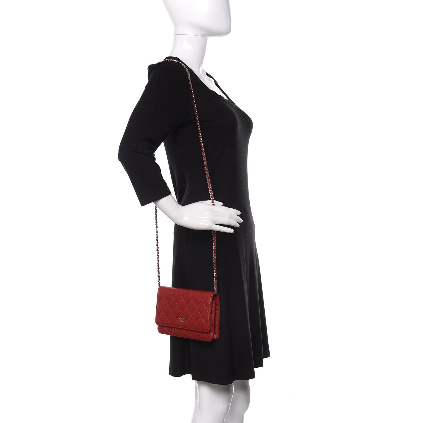 Caviar Quilted Wallet On Chain WOC Red