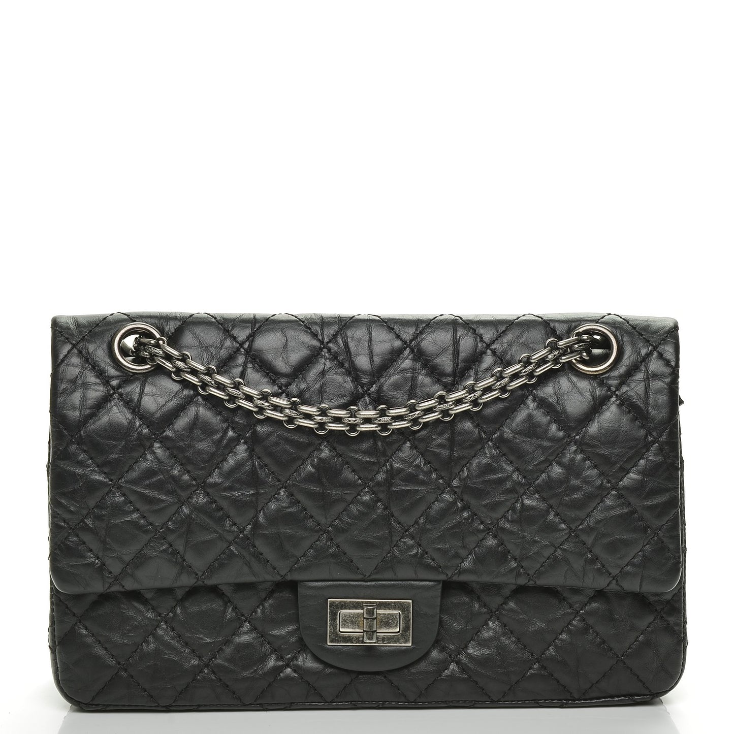Aged Calfskin Quilted 2.55 Reissue 225 Flap Black