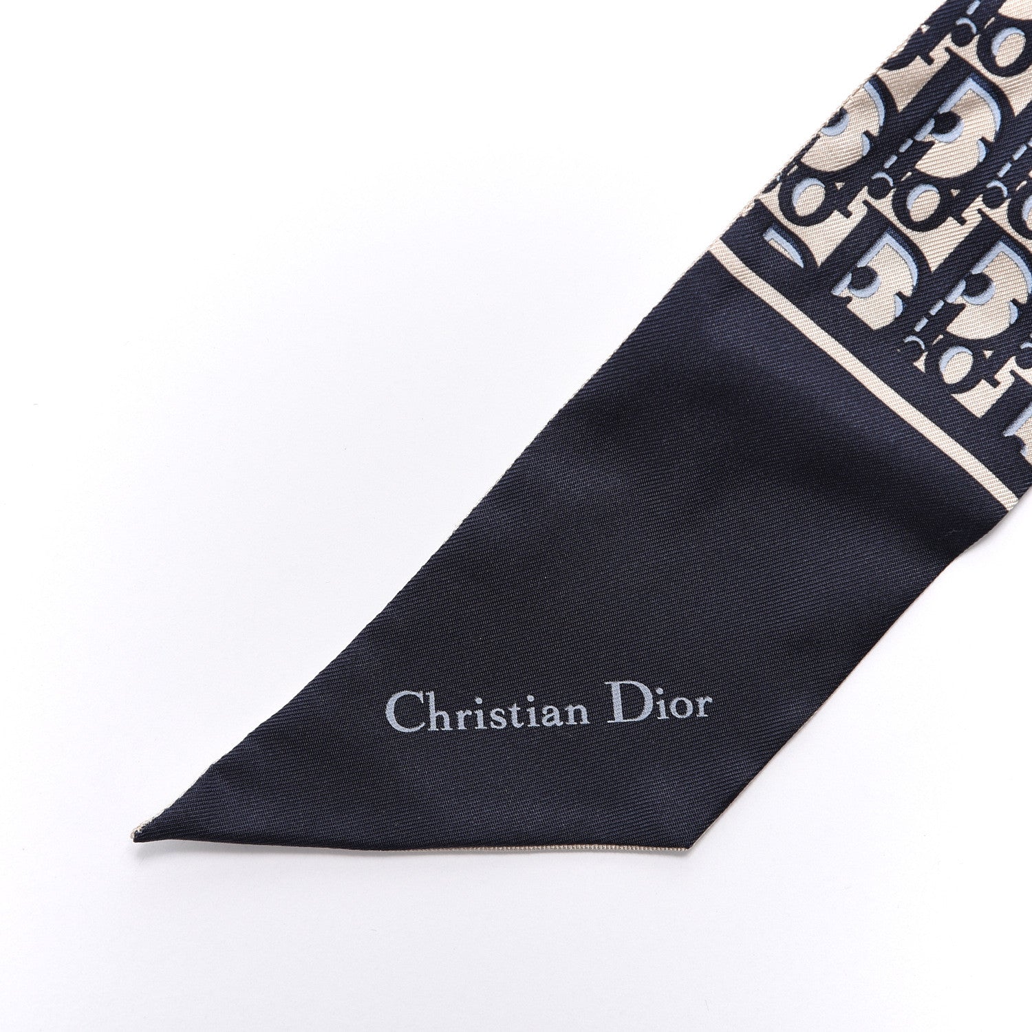 Christian Dior Silk Oblique Mitzah Scarf Blue 3 of 4