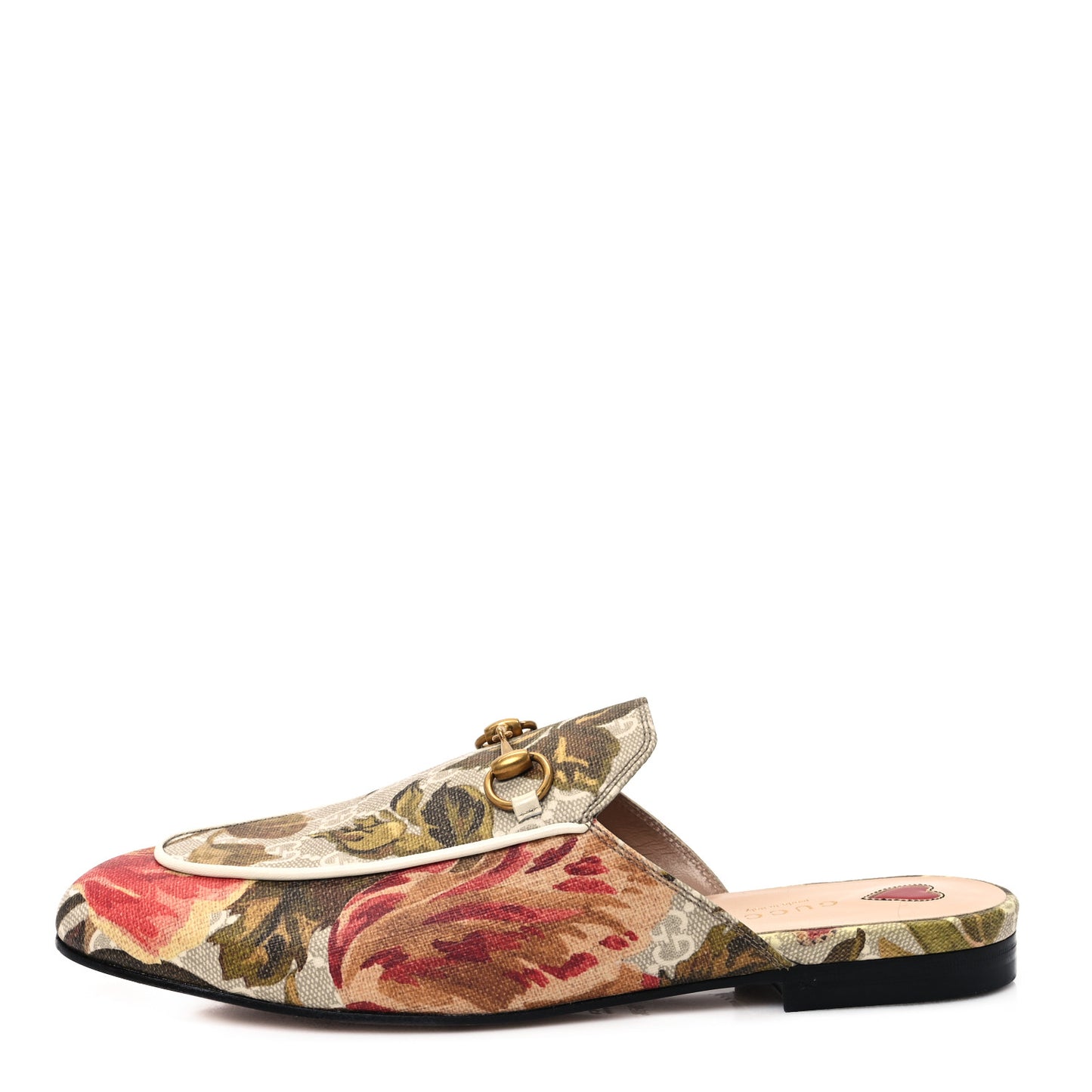 GG Supreme Monogram Malaga Kid Water Flora Womens Princetown Slippers 38.5 Beige White Multicolor Mystic White