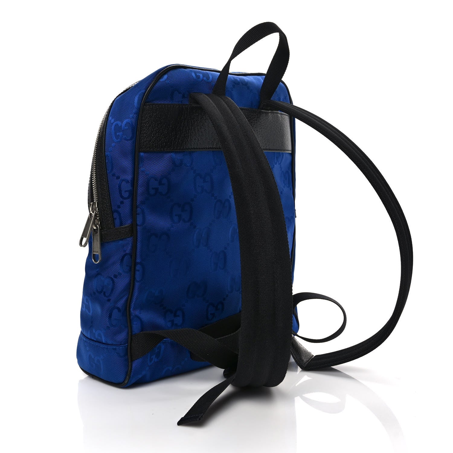 Gucci Econyl Nylon Monogram Off The Grid Backpack Guilted Blue Black 3 of 9