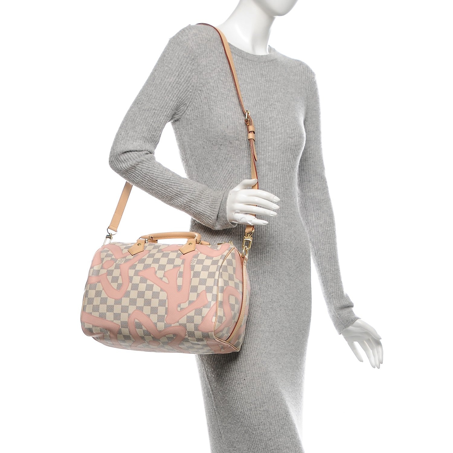 Louis Vuitton Damier Azur Tahitienne Speedy Bandouliere 30 Rose Ballerine 2 of 6
