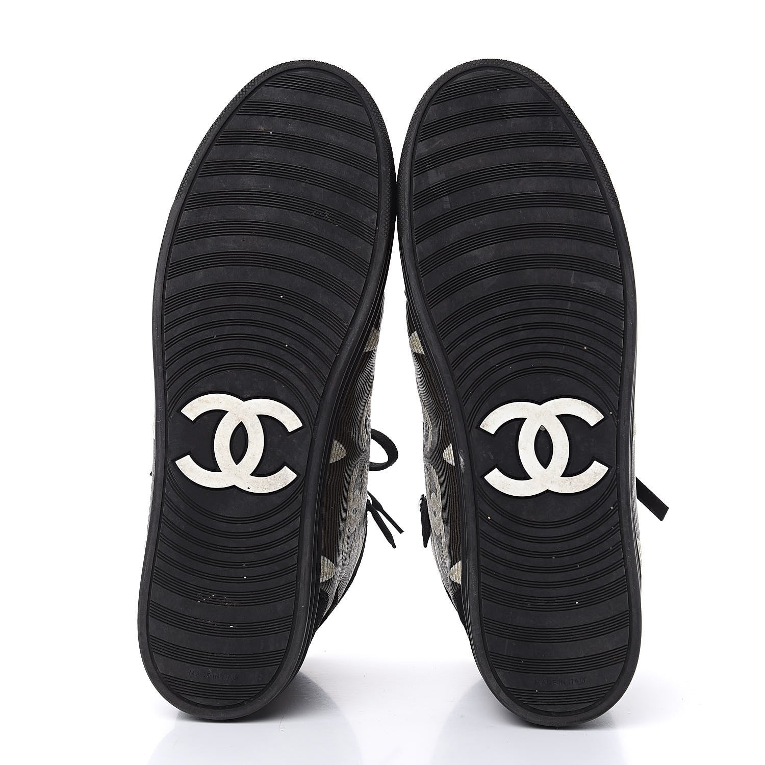 Chanel Suede Mens High Top Sneakers 43 Black Gold 6 of 14