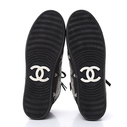 Chanel Suede Mens High Top Sneakers 43 Black Gold 6 of 14