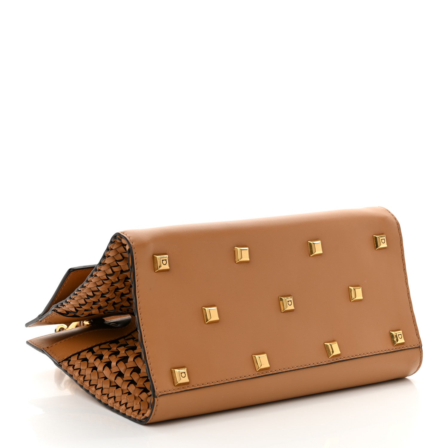 Salvatore Ferragamo Woven Calfskin Medium Studio Bag Tan 3 of 9