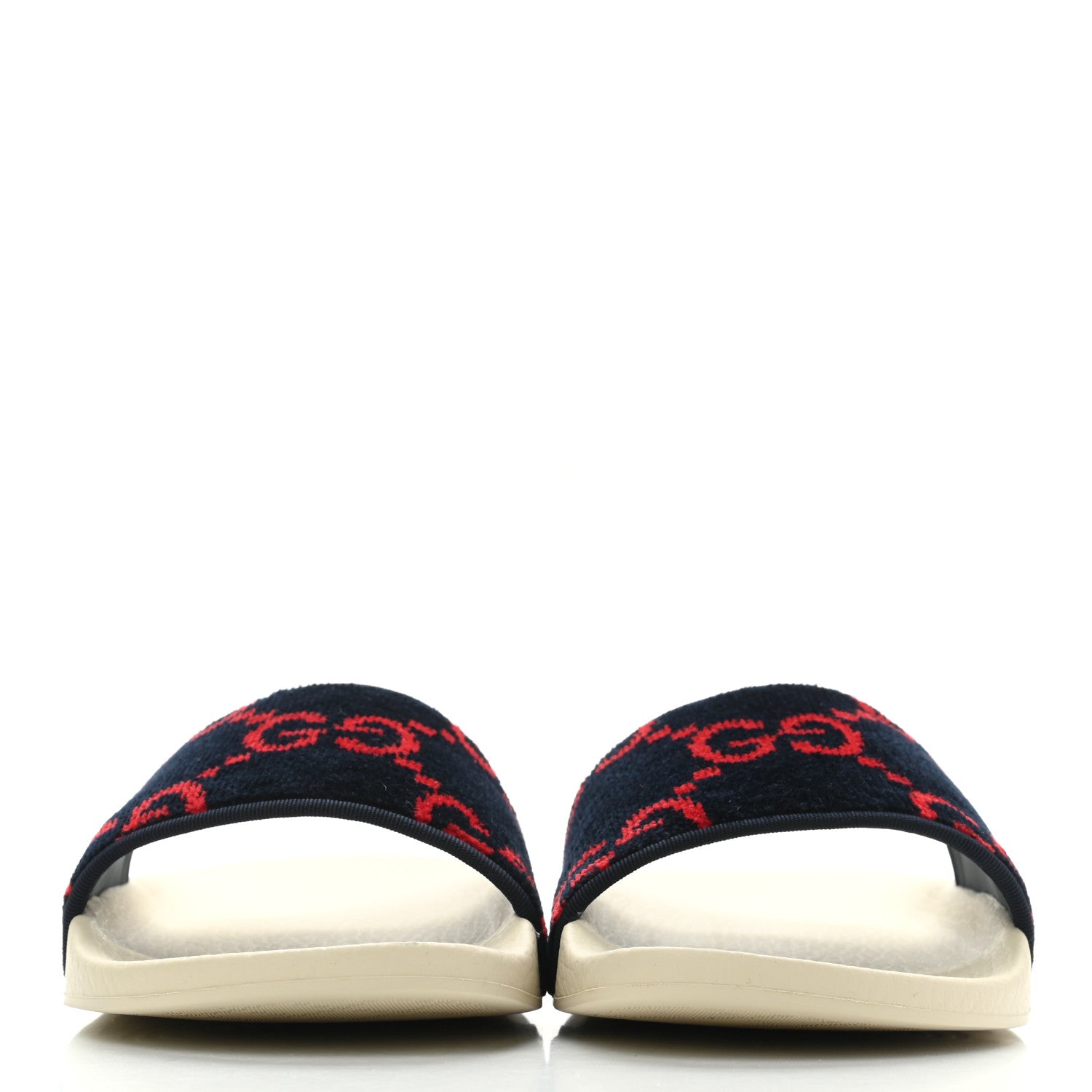 Gucci Terry Cloth GG Monogram Slide Sandals 41 Blue Red 2 of 9