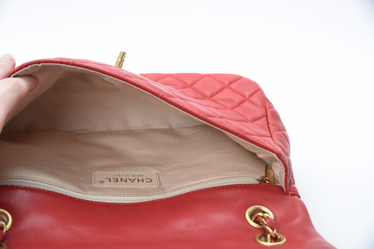 Lambskin Quilted Valentine Charms Medium Flap Red