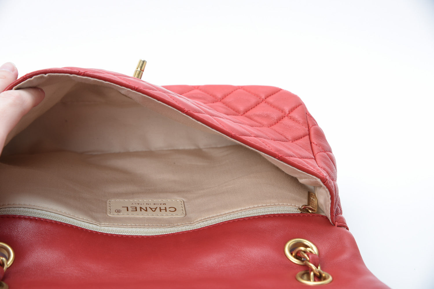 Chanel Lambskin Quilted Valentine Charms Medium Flap Red 6 of 18