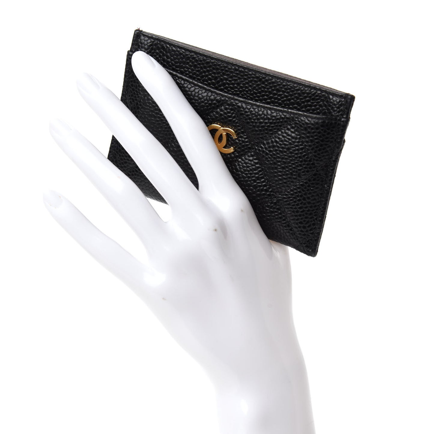 Caviar Quilted Card Holder Black