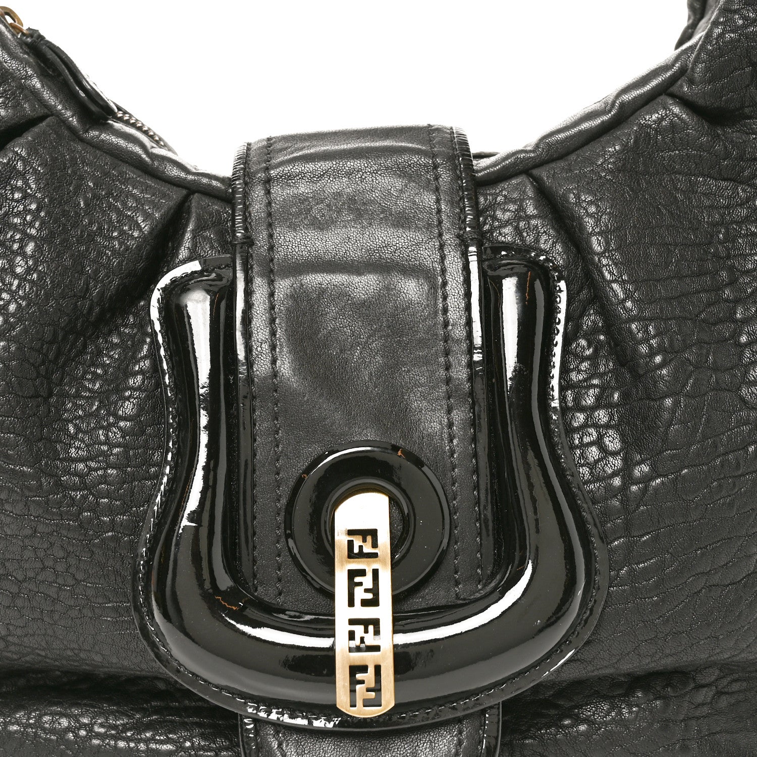 Fendi Nappa Patent B Buckle Hobo Black 8 of 11