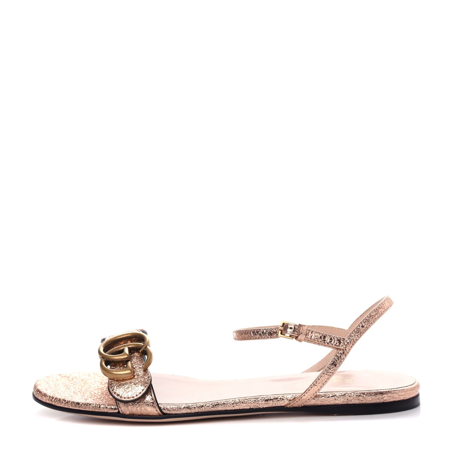 Gucci Galassia GG Marmont Ankle Wrap Flat Sandals 35 Salmone 1 of 9