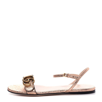 Gucci Galassia GG Marmont Ankle Wrap Flat Sandals 35 Salmone 1 of 9
