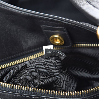 Prada Tessuto Nylon Soft Calfskin Tote Black 7 of 10