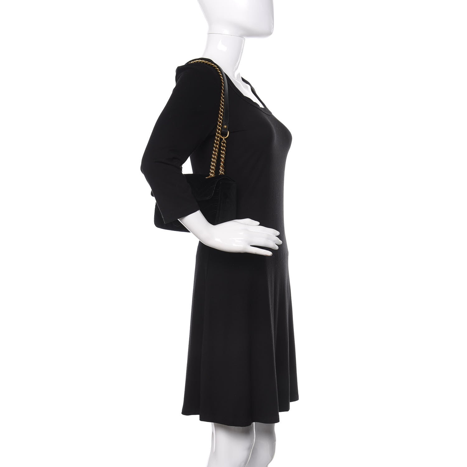 Gucci Velvet Matelasse Mini GG Marmont Shoulder Bag Black 3 of 11