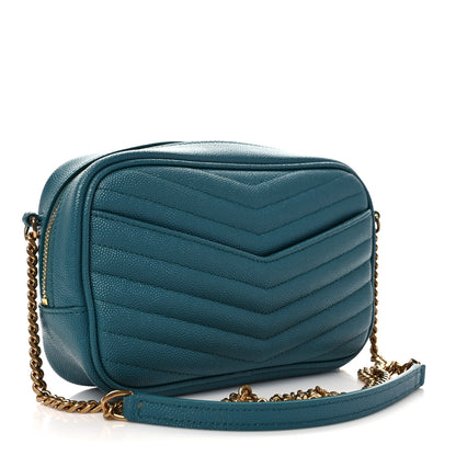 Saint Laurent Grain De Poudre Matelasse Monogram Mini Lou Camera Bag Blue Vert 3 of 9