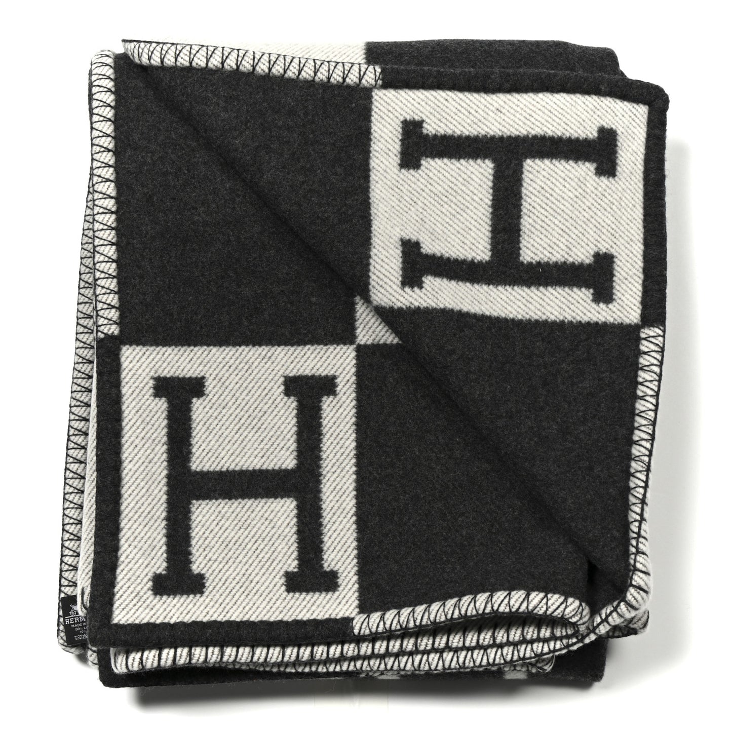 Wool Cashmere Avalon Blanket Ecru Gris Fonce