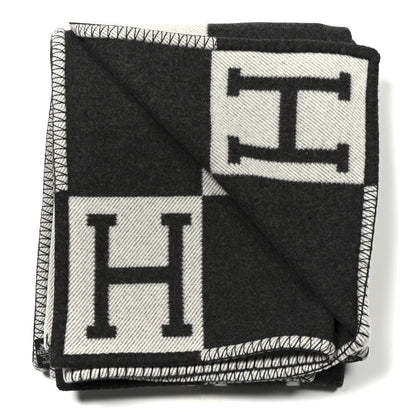 Hermes Wool Cashmere Avalon Blanket Ecru Gris Fonce 2 of 3