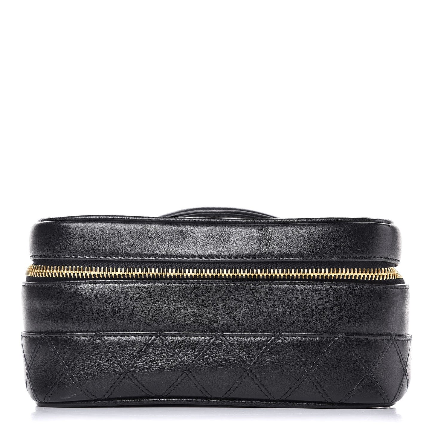 Lambskin Quilted Vanity Cosmetic Case Black