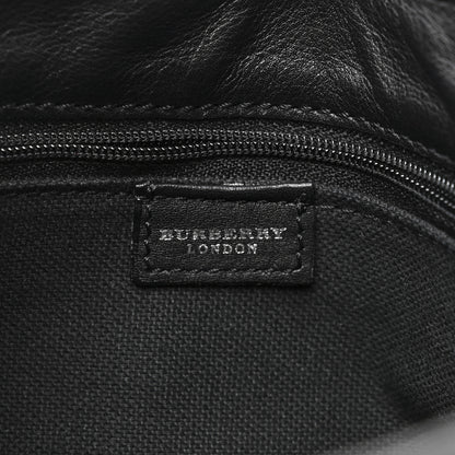 Burberry Calfskin Haymarket Check Horn Toggle Shoulder Bag Black Black 6 of 12