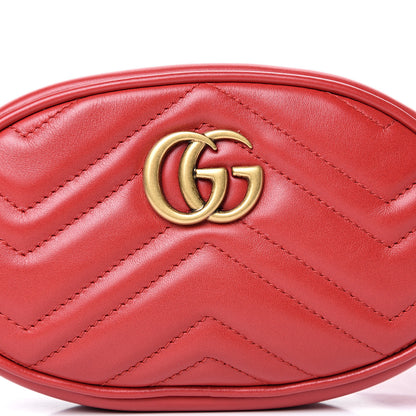 Gucci Calfskin Matelasse GG Marmont Belt Bag 95 38 Hibiscus Red 7 of 11