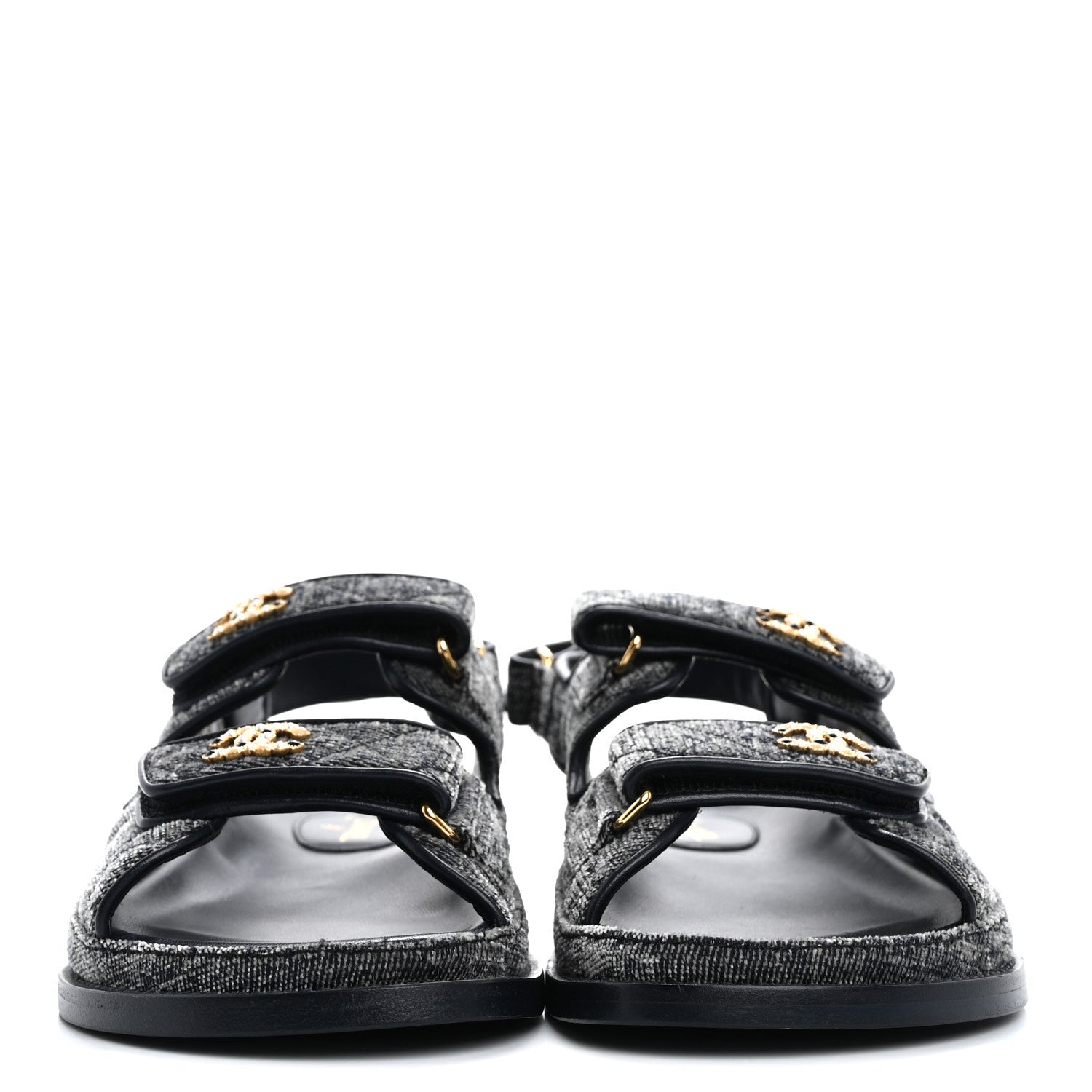Chanel Velvet Velcro Dad Sandals 38.5 Grey 3 of 10