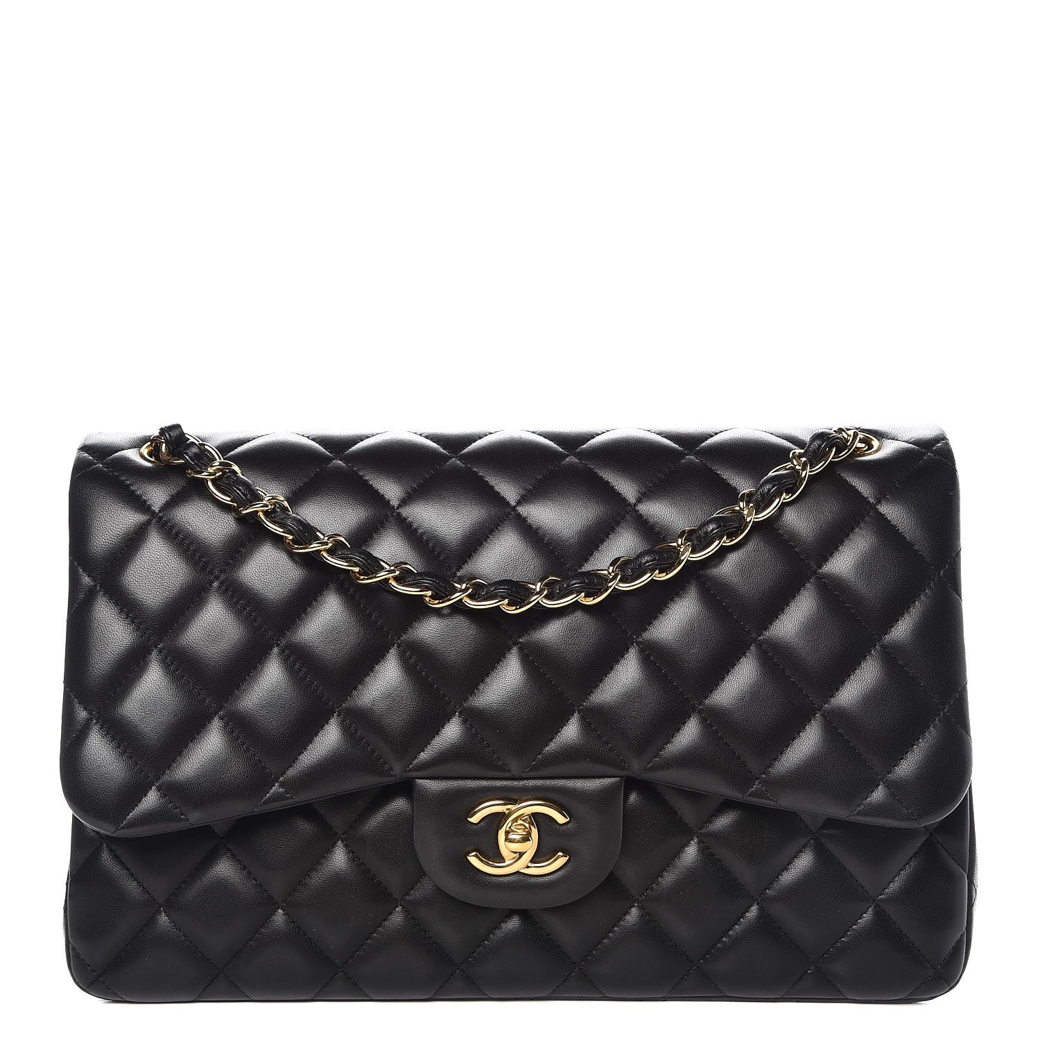 Chanel Lambskin Quilted Jumbo Double Flap Black 1 of 10