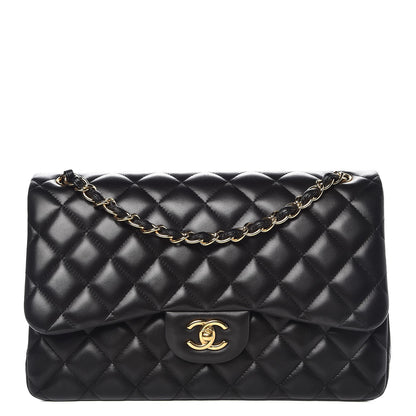 Chanel Lambskin Quilted Jumbo Double Flap Black 1 of 10