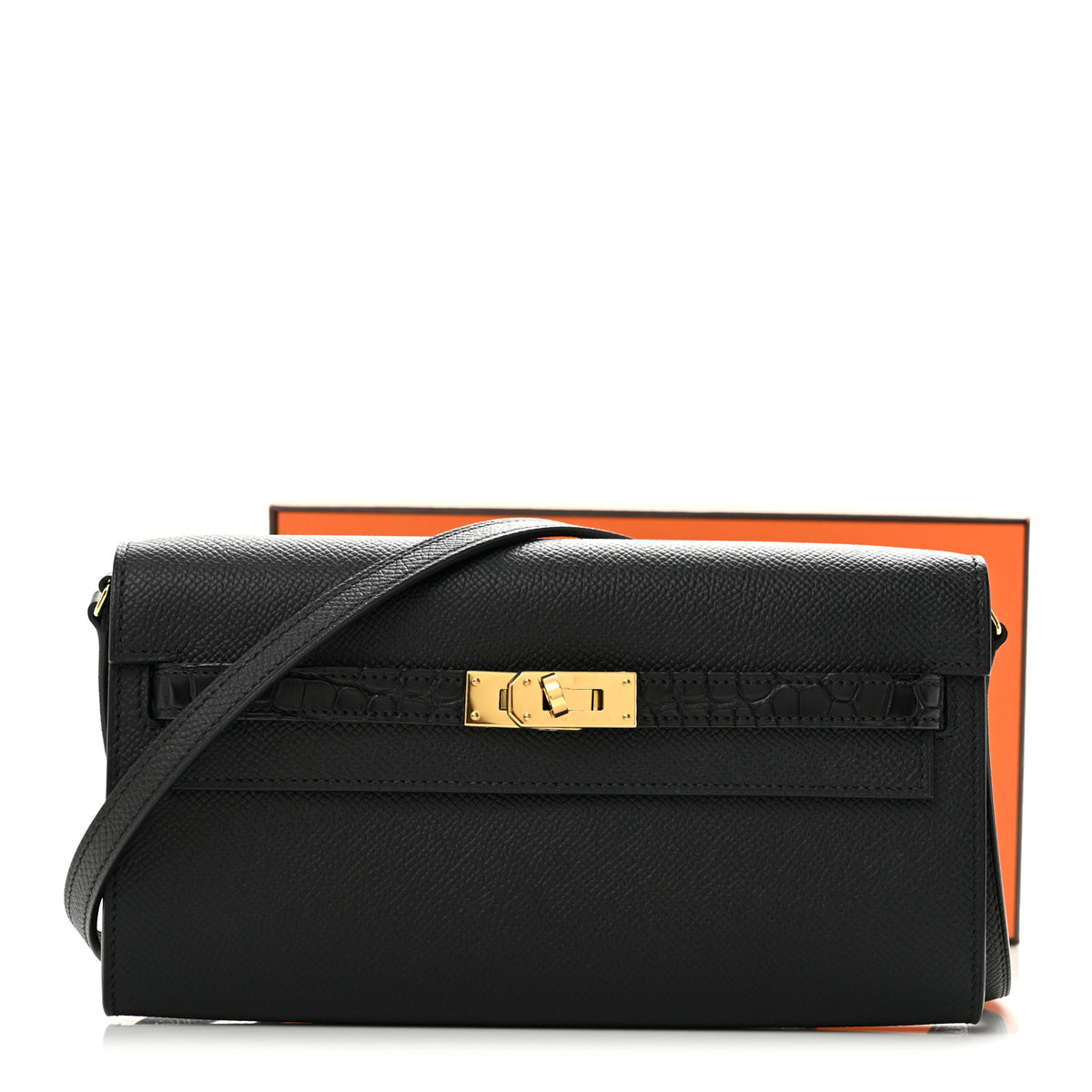 Hermes Epsom Matte Alligator Touch Kelly Wallet To Go Black 12 of 12