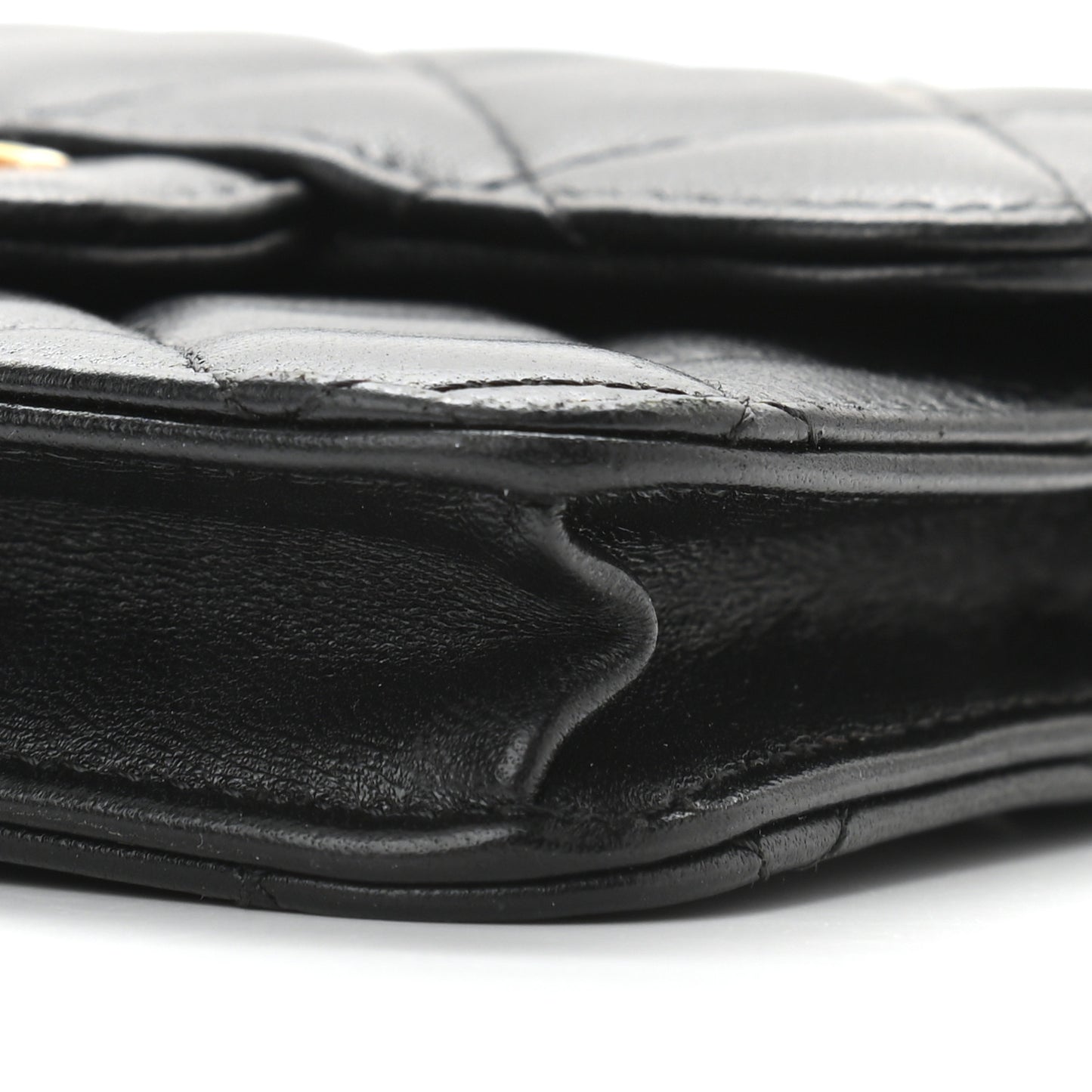 Lambskin Quilted Top Handle Flap Coin Purse With Chain Black