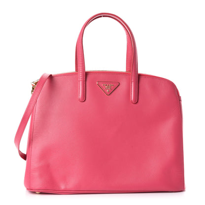 Prada Saffiano Double Zip Tote Peonia 1 of 9