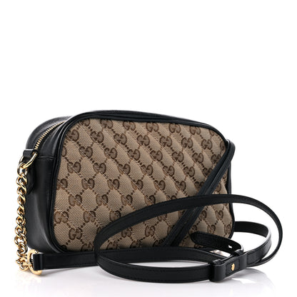 Gucci Monogram Matelasse Diagonal Small GG Marmont Chain Shoulder Bag Beige Black 3 of 11