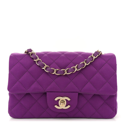 Chanel Satin Quilted Mini Rectangular Flap Purple 1 of 11