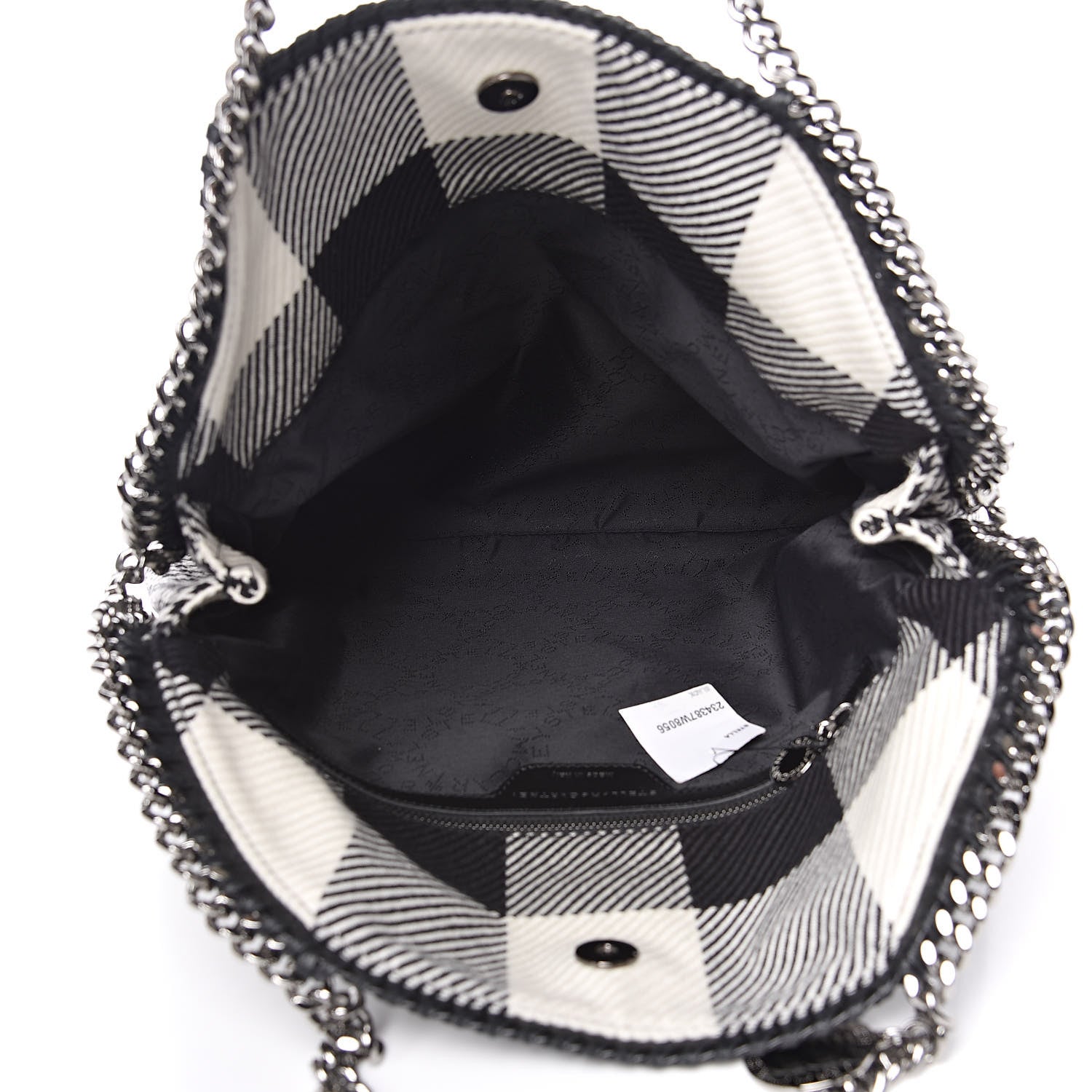 Stella McCartney Wool Plaid Falabella Fold Over Tote Black 5 of 8