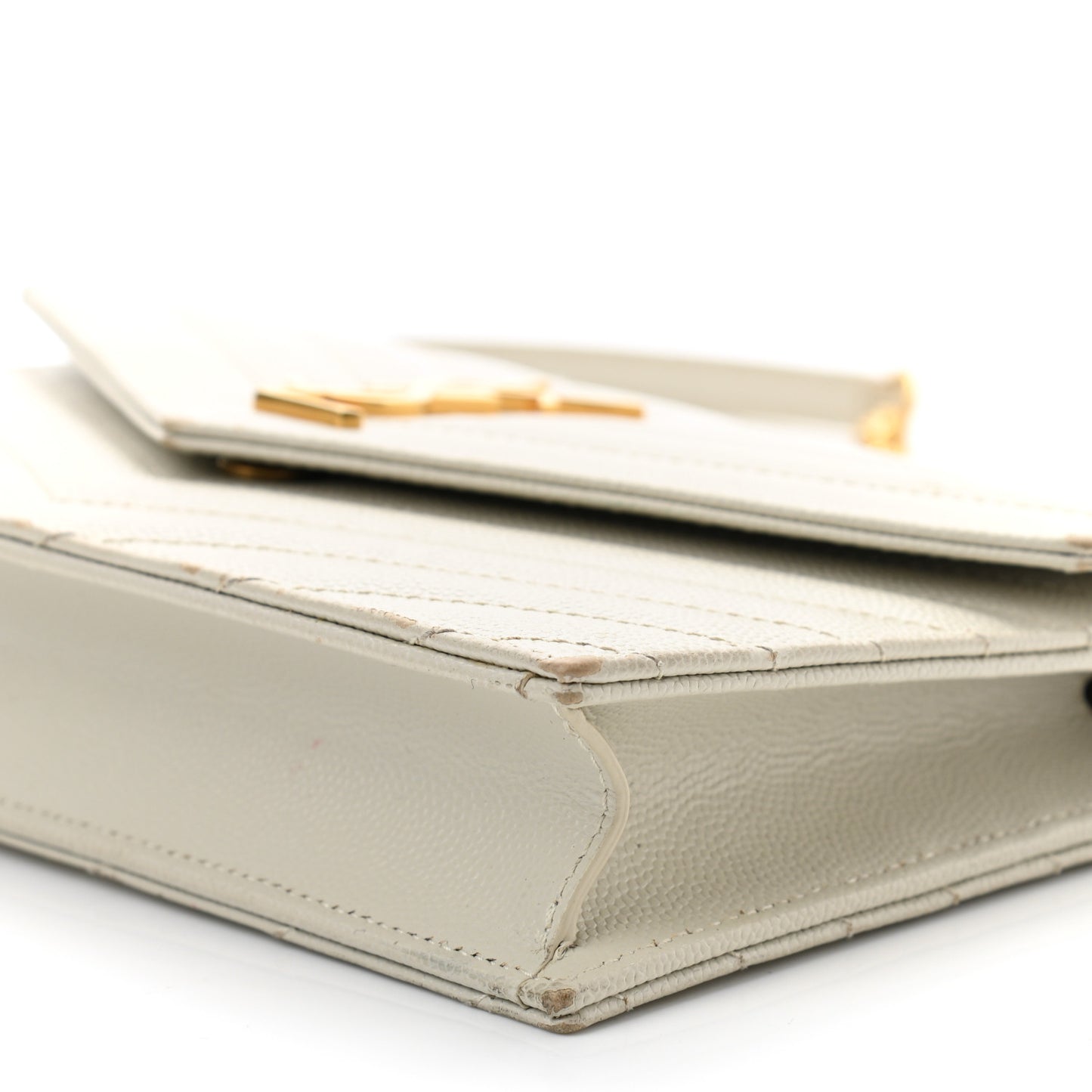 Grain De Poudre Matelasse Chevron Monogram Envelope Chain Wallet Crema Soft